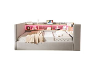 Lit coffre 90x190 cm <strong>DZMDIP</strong> <strong></strong> coloris gris