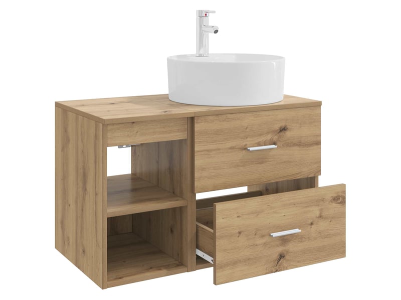 Ensemble de mobilier de salle de bain 2 pcs chêne artisanal shl1733 - Conforama D