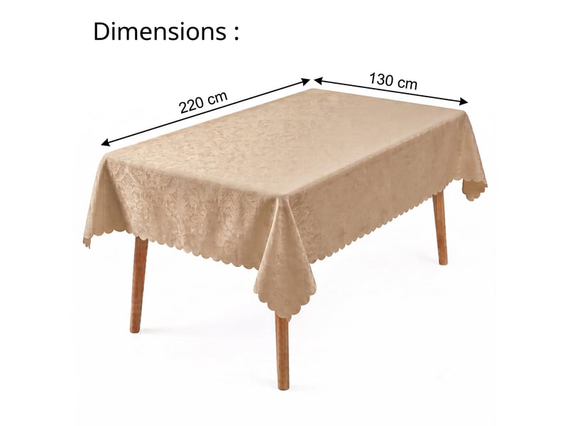  Nappe de table - 130x220 cm - nappe imperméable effet lotus et anti-taches - beige  - Conforama E