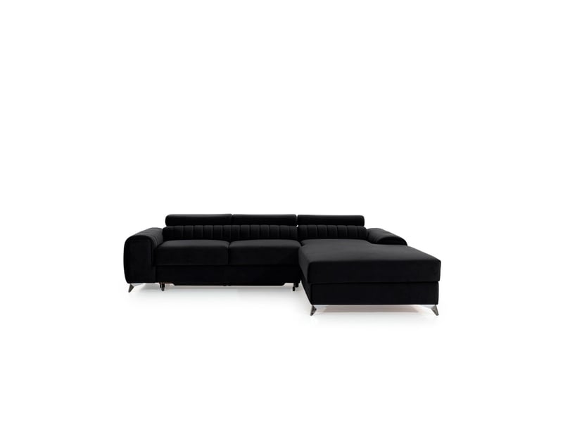  Canapé d'angle droit noir convertible 3 places jayson assise mousse hr  - Conforama A