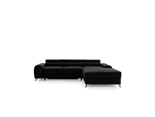 Canapé d'angle droit noir convertible 3 places jayson assise mousse hr