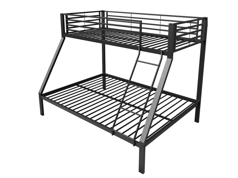  Lit superposé 90x200140x200 cm, garde-corps, échelle réversible, sommiers à lattes, métal noir sans matelas  - Conforama A