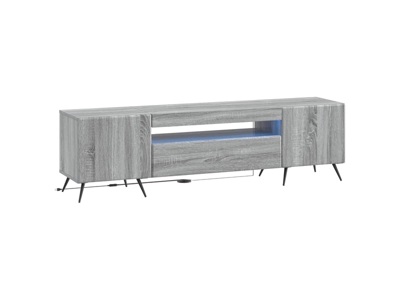 Meuble tv - banc tv - meuble de rangement led sonoma gris bois d'ingénierie - Conforama A