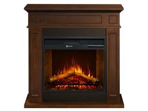 Cheminée électrique sur pied jefferson avec effet flamme 89,5 x 90,5 x 28 cm en bois de noyer