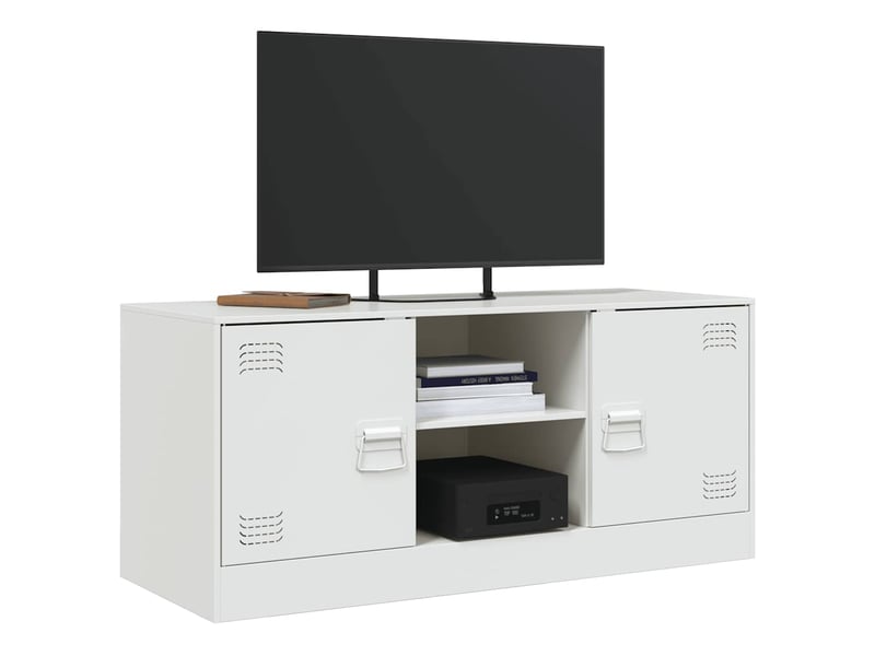  Meuble tv - banc tv - meuble de rangement blanc 99x39x44 cm acier  - Conforama D