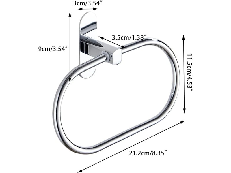  Anneau porte-serviettes en acier inoxydable porte-serviettes ovale fixé au mur, porte-serviettes de salle de bain porte-serviettes ovale  - Conforama B