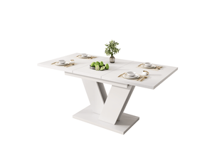 Table extensible blanche avec pied en v 120-160 x 80 cm