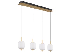 Globo ewald plafonnier suspendu de bar avec abat-jour en verre opale couleur laiton, 4 led 3000 k