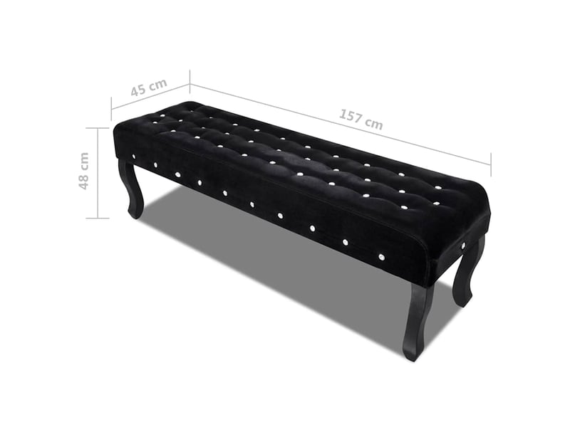  Banc d'entrée, banc interieur noir tissu velours avec boutons en cristal  - Conforama D