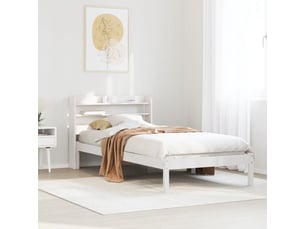Lit adulte, lit simple, cadre de lit sans matelas blanc 100x200cm bois de pin massif cf11176