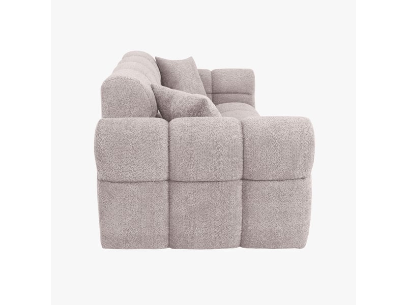  Canapé 3 places en tissu bouclette beige  - Conforama D