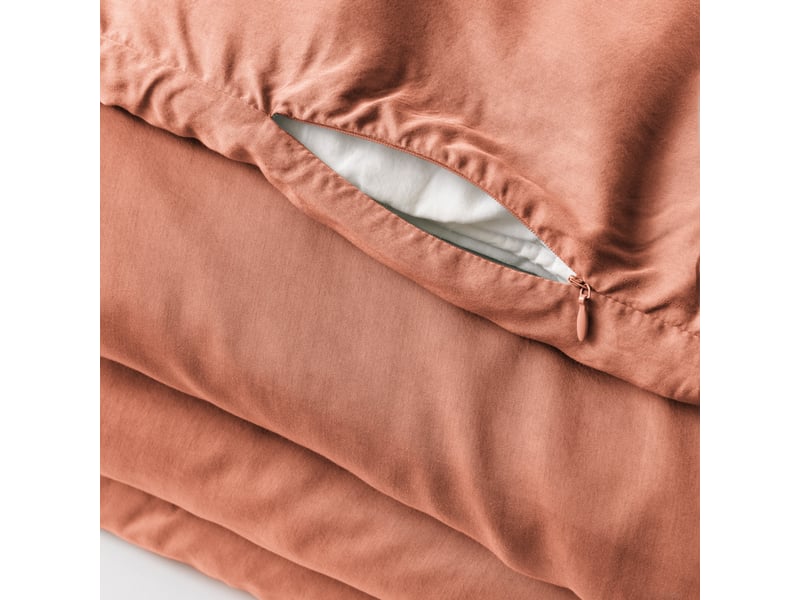  Housse de couette 140x200 cm lyocell gabrielle terracotta PD24942 - Conforama B