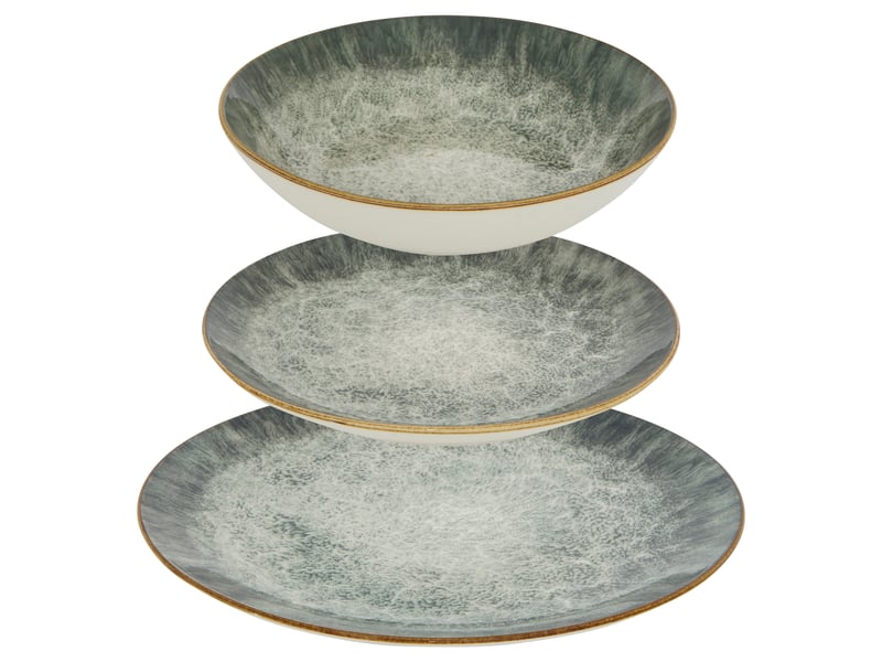  Set vaisselle 12 . Porcelaine vert  - Conforama A