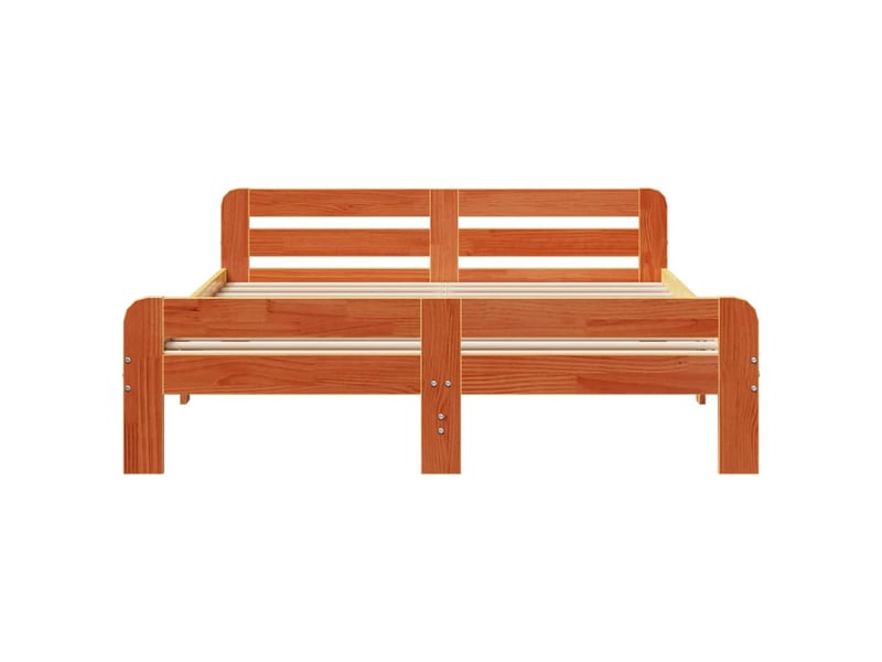  Lit double- lit adulte -  cadre de lit sans matelas  marron 160x200cm bois pin massif  - Conforama C