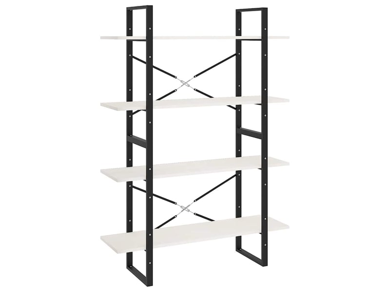  Bibliothèque à 4 niveaux, armoire à livres blanc 100x30x140 cm bois de pin massif  - Conforama A