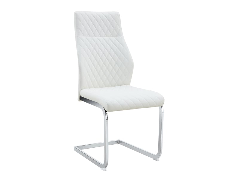  Lot de 2 chaises de salle à manger en similicuir pu blanc, pieds en métal argenté W3658P391052 - Conforama A