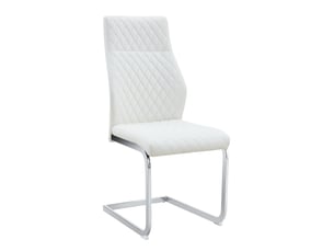 Lot de 2 chaises de salle à manger en similicuir pu blanc, pieds en métal argenté