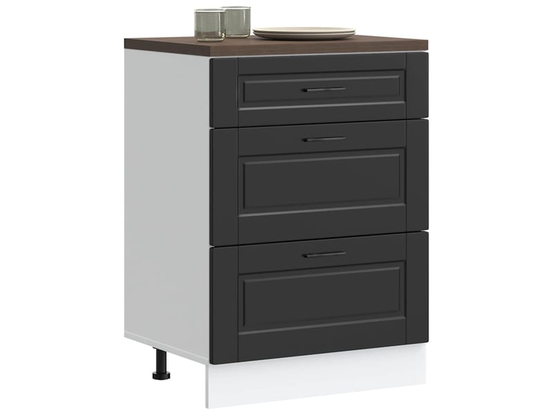 Meuble de rangement, meuble bas de cuisine en bois d'ingénierie noir shl6523 - Conforama B