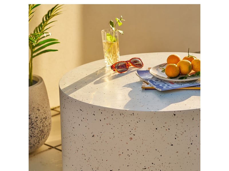 Table basse ronde en fibre d'argile blanche et aspect terrazzo - fibralys FIBRALYS - Conforama E