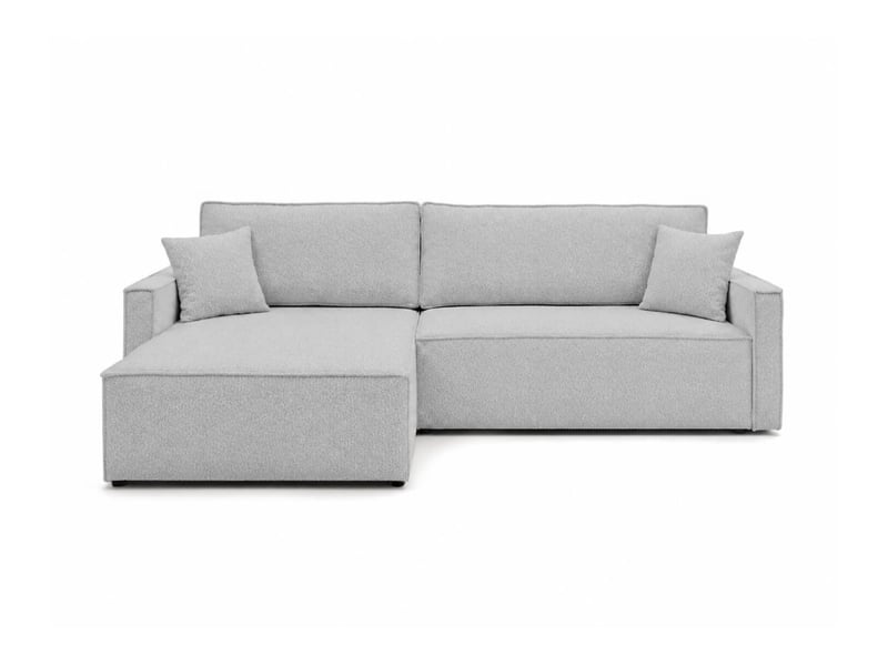  Farah - canapé d'angle max réversible et convertible 5 places accoudoirs slim en tissu bouclettes généreuses  - Conforama E