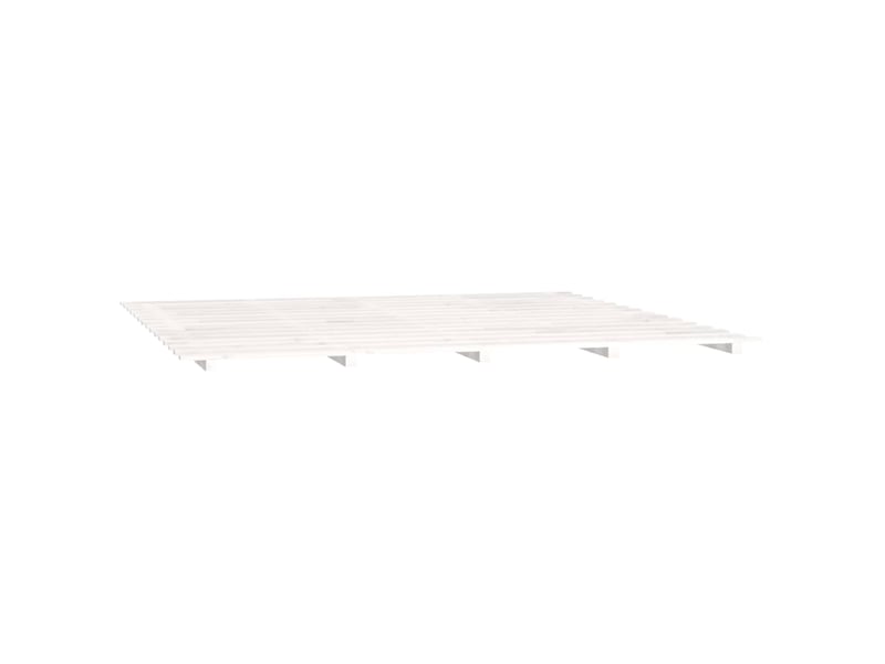  Lit double- lit adulte -  cadre de lit sans matelas blanc 200x200 cm bois massif de pin  - Conforama C