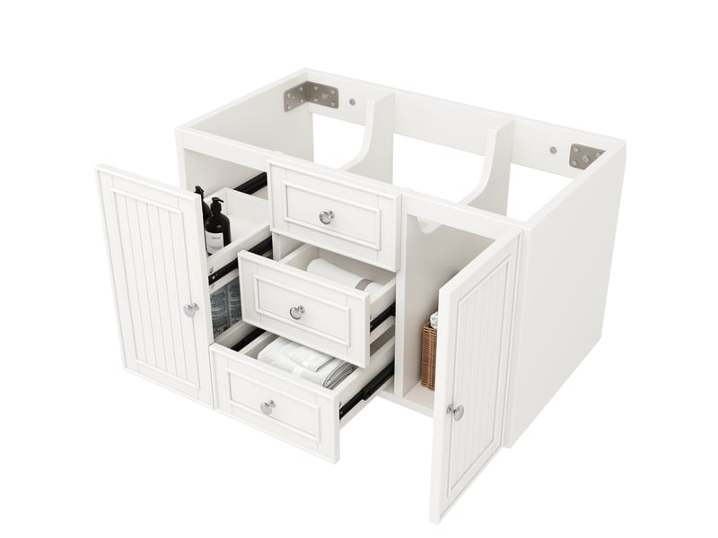  Meuble sous vasque mural 78,5x46x46,8 cm avec lavabo mdf blanc  - Conforama D