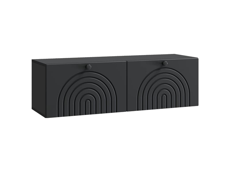 Meuble tv - banc tv - meuble de rangement mural noir 98 x 31 x 30 cm bois d'ingénierie  - Conforama A