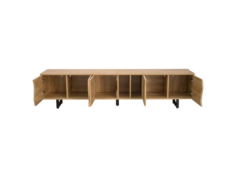  Meuble tv modenvie 191 x 38 x 46,5 cm 5 portes rangement mdf panneaux de particules naturel  - Conforama A