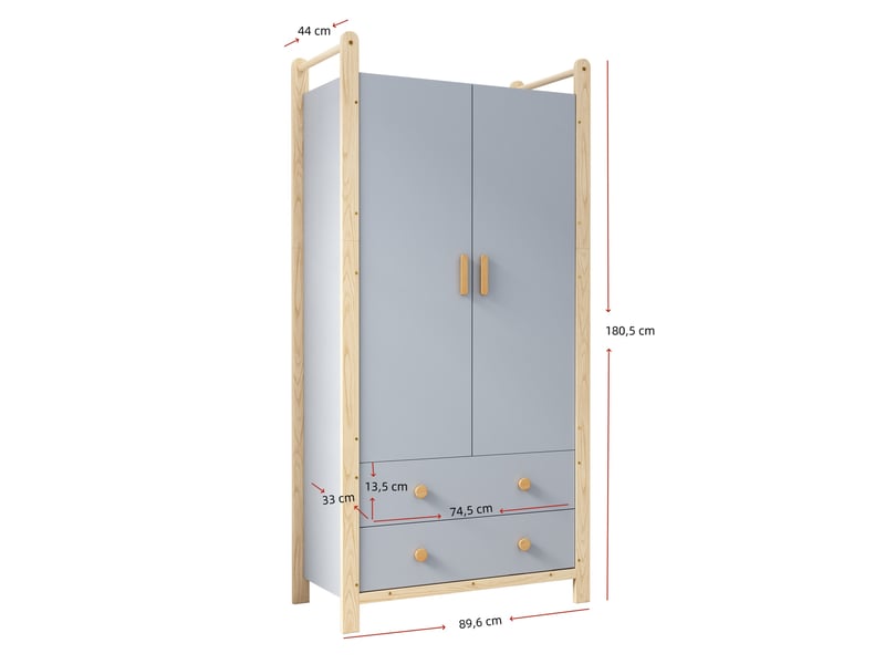  Ensemble armoire et rangement 160x44x180,5 cm bois bleu et naturel  - Conforama C