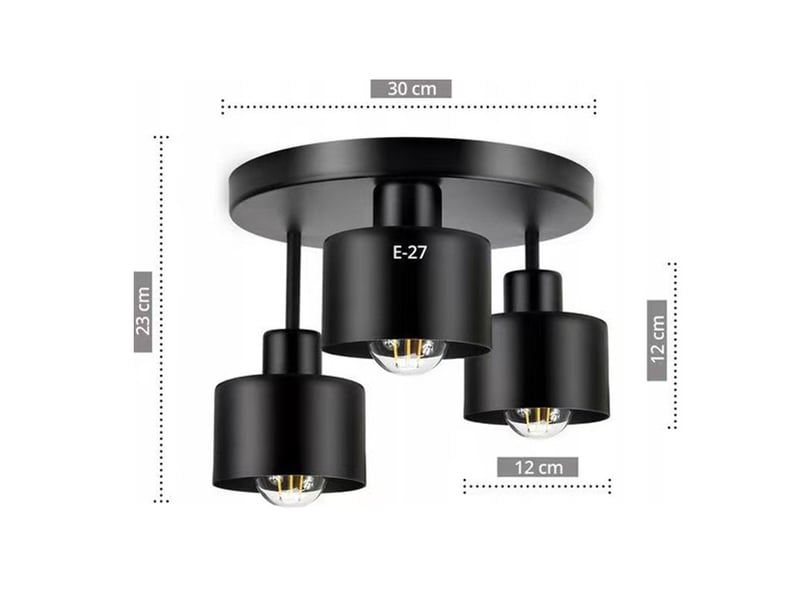  Plafonnier rond en métal  avec spots orientables, 3 x e27 ampoule(s) non incluse(s)  - Conforama B