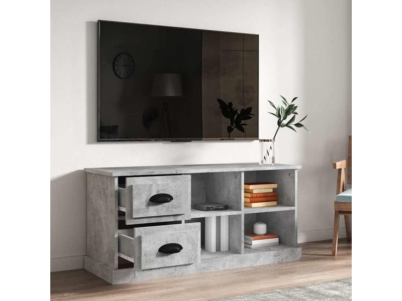  Meuble tv - banc tv - meuble de rangement gris béton 102x35,5x47,5 cm bois d'ingénierie  - Conforama C