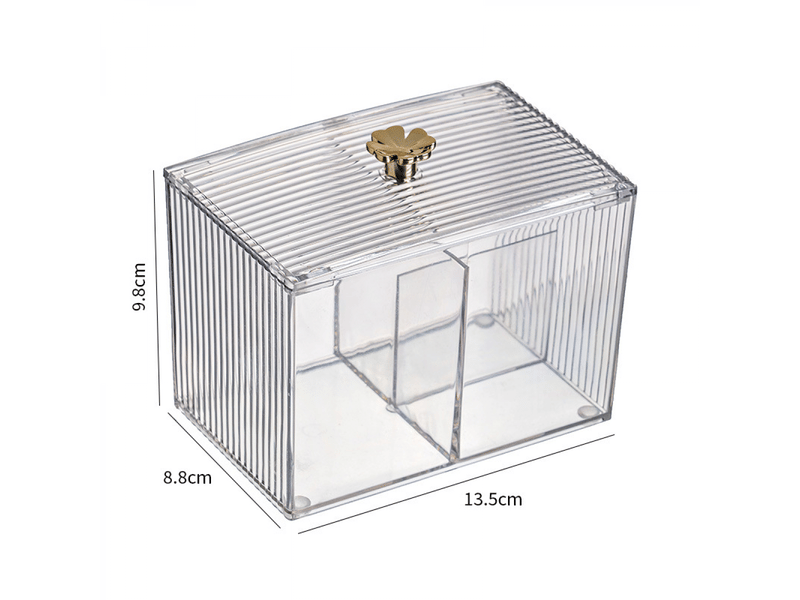  Boîte de rangement pour cotons-tiges, distributeur de cotons-tiges de salle de bain, boîte divisée pour cotons-tiges  - Conforama B
