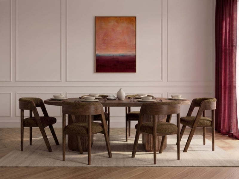  Bobochic ensemble prado avec table à manger extensible avec rangements 120 à 204 cm + lot de chaises bastide placage chêne massif vert PRADO - Conforama B