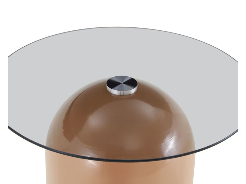  Table basse plateau en verre trempé acier carbone laqué brillant tables empilables finition vert et beige forme en cloche  - Conforama D