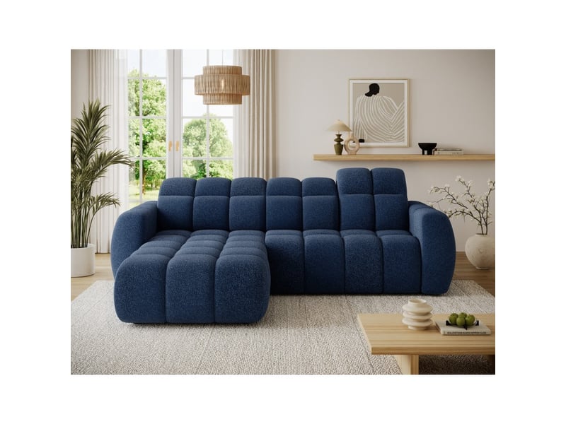  Canapé d'angle électrique fanoti 3 places bleu foncé – angle gauche  - Conforama E