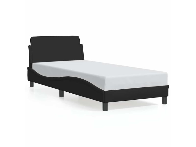  Lit simple- lit adulte -  cadre de lit avec tête de lit dover noir 90x190 cm tissu  - Conforama A