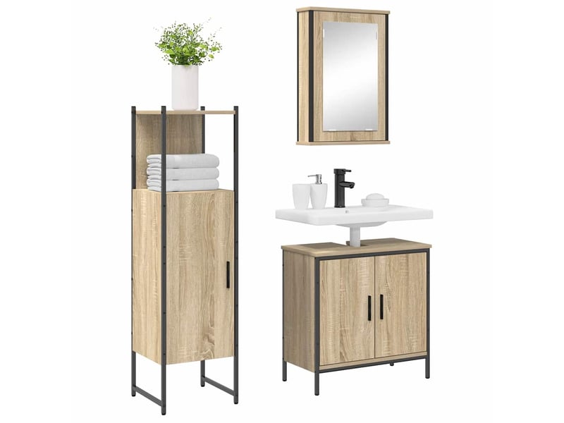  Ensemble de mobilier de salle de bain 3 pc marron cf64402  - Conforama C
