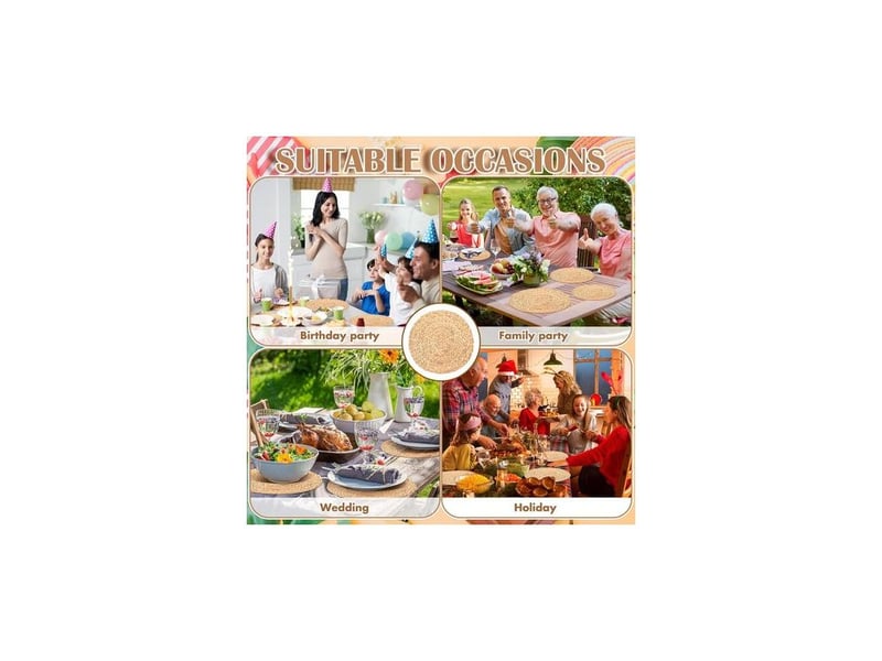  Lot de 200 sets de table en papier tissé – dimensions 35,5 x 30,4 cm – style rustique pour intérieur et extérieur – 100 sous-verres inclus – grasslin  - Conforama D