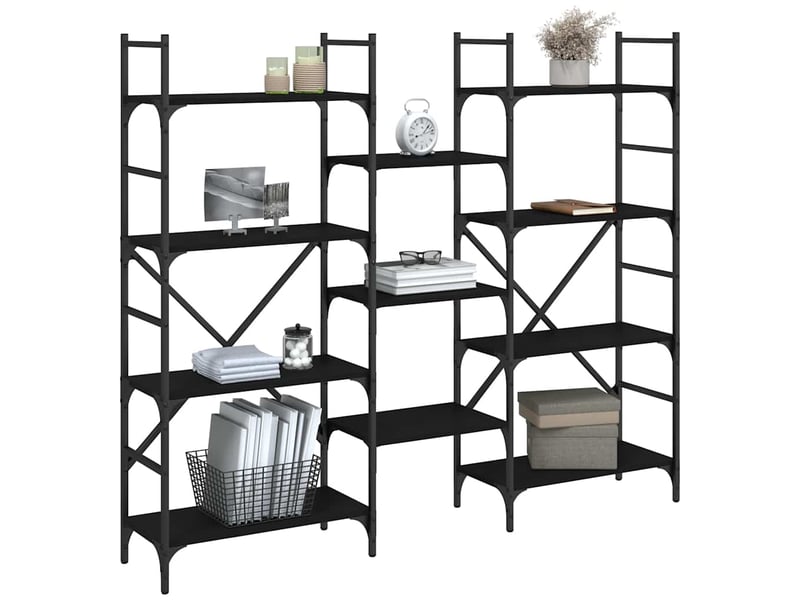  Bibliothèque, meuble de rangement salon noir 160x28,5x136,5 cm bois d'ingénierie  - Conforama D