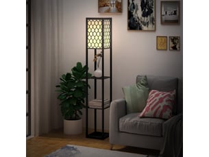 Lampadaire étagère lampe étagère 26l x 26l x 160h cm 4 niveaux mdf noir motif d'abeille nid