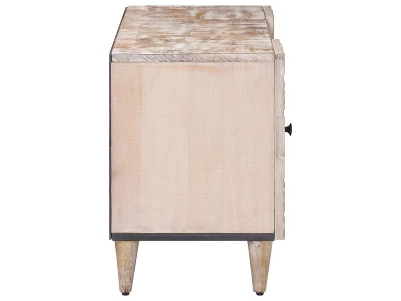  Meuble tv - banc tv - meuble de rangement blanc 105 x 33,5 x 46 cm bois de mangue massif  - Conforama D