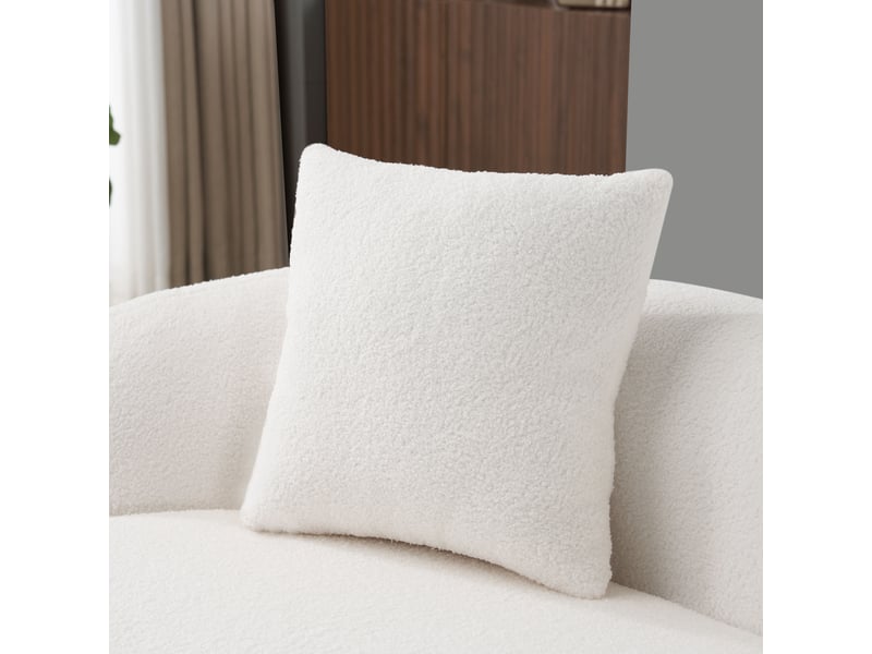  Canapé droit blanc 2 places design courbé avec coussins tissu respirant pour salon moderne et chambre  - Conforama W