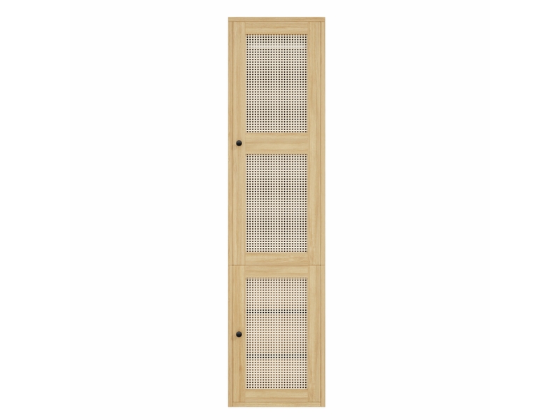  Armoire étroite de chambre 45 x 47 x 200 cm avec façade effet rotin, 3 tiroirs et porte battante, penderie, chêne  - Conforama A