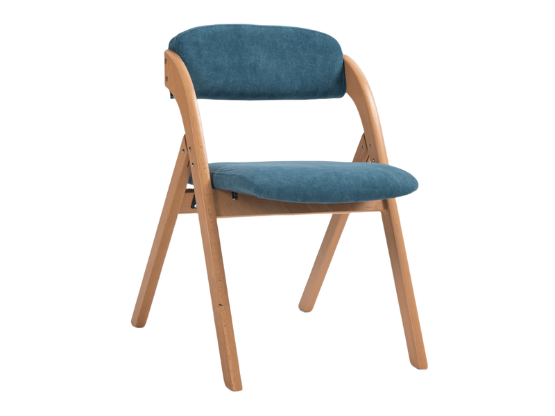  Lot de 2 chaises salle à manger pliantes 52 52,5x60x79 cm, avec dossier, pieds en bois, bleu  - Conforama D
