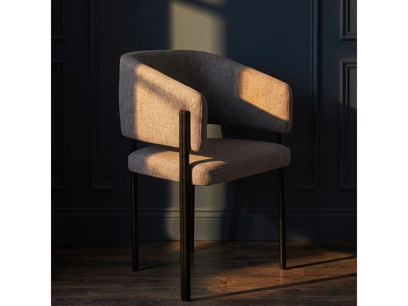  Lot de 2 chaises design et matelassées isaure métal noir et tissu gris Isaure - Conforama D