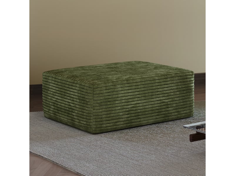  Pouf en velours côtelé vert repose-pieds modulaire pour salon 70x95x40 cm  - Conforama B