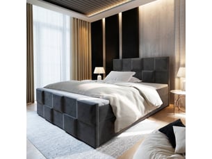 Lit avec rangement 140x200 cm <strong>MASSENO</strong> <strong></strong> coloris gris