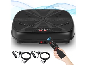 Plateforme vibrante de fitness 45 x 35 x 12,7 cm noire en abs, caoutchouc et acier q235 avec 2 bandes de résistance