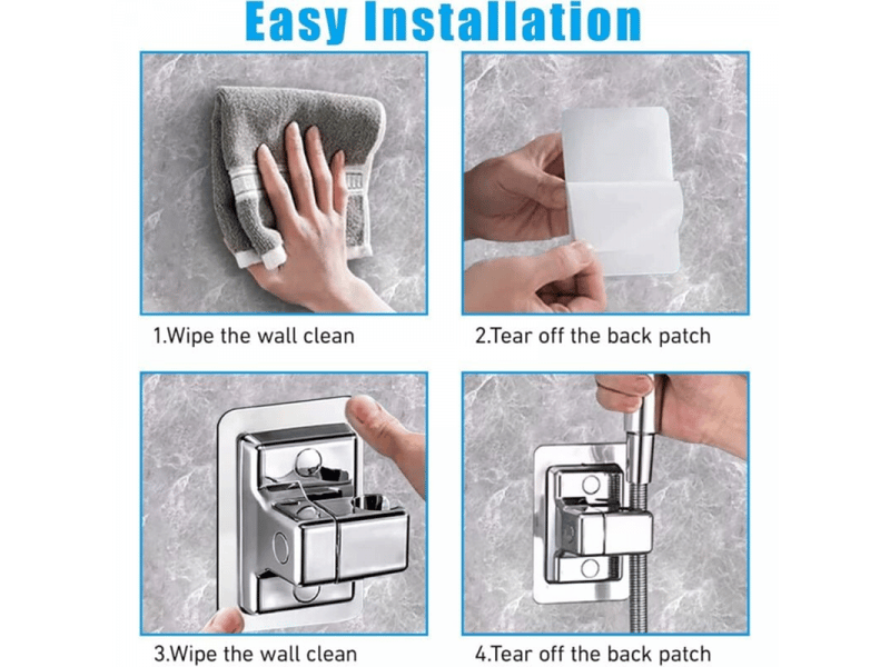  Supports de pommeau de douche,réglable 360°,support mural pour pommeau de douche,sans percage,ventouse pommeau de douche  - Conforama E