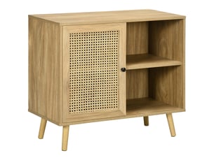 Meuble de rangement buffet 1 porte cannage dim. 80l x 39l x 70h cm - effet bois